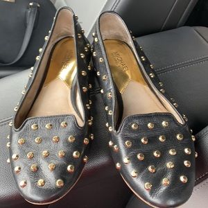 COPY - Leather Michael Kors studded Flats!  Perfect holiday shoes!